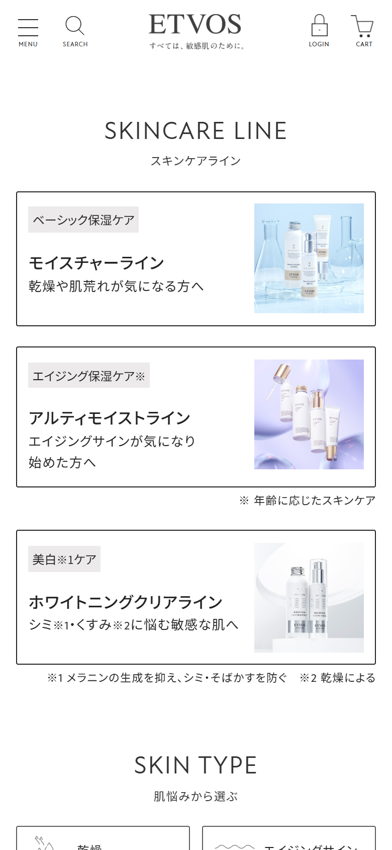 化粧品 ETVOS のLP回遊・探索導線キャプチャ